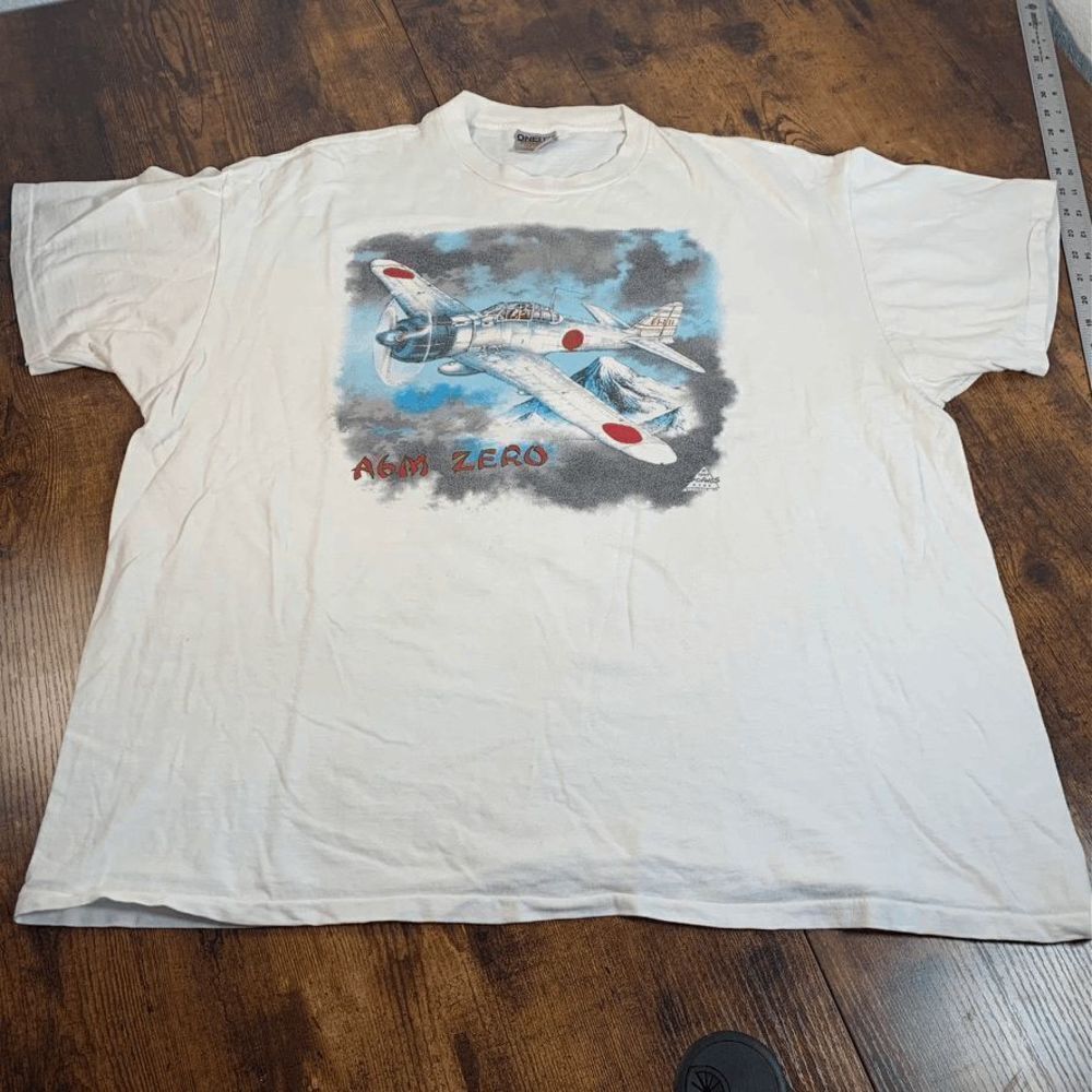 VTG 90s A6M Zero Fighter Type 21 EI-111 , Single Stitch Made in‎ USA T-Shirt XXL
